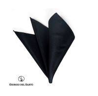 GIORGIO DEL SARTO Silk Black Pocket Square ผ้าเสียบสูทไหม 100%Silk