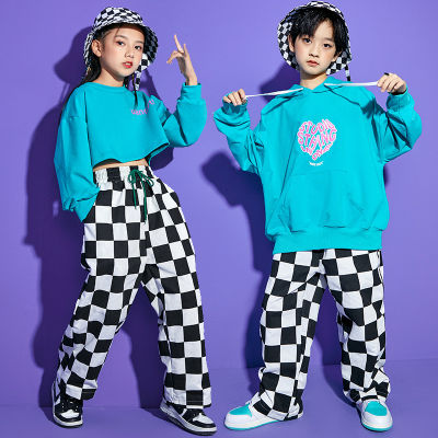 เด็กฮิปฮอป H Oodies ลายสก๊อตกางเกงเต้นรำสาวพืชยอดนิยมถนนเต้นรำเสื้อผ้าชุดเด็กกางเกงเด็กเครื่องแต่งกายแจ๊ส Streetwear