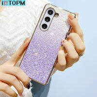 Fold5 Z เคสโทรศัพท์กากเพชรไล่ระดับสีไฮเอนด์สำหรับ Samsung Galaxy พับได้แวววาวระยิบระยับ5สีชุบสีทองหรูปลอกคอกันสุนัขเลีย