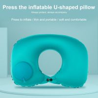 ❏✑№ Neck Pillow Waterproof Built-in Pump Fatigue Relief Outdoor Traveling Car Airplane Inflatable Neck Pillow for Daily Use