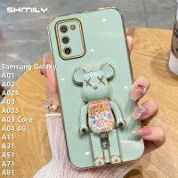 A03S A03ที่ตั้งรูปหมีสำหรับ Samsung Galaxy A01 A71เคสโทรศัพท์ A03หนา4กรัม A51 A31 A11เท่และทันสมัยเคสโทรศัพท์ซิลิโคนเคสนิ่มเคลือบอิเล็คโทรเพลทหรูหรายอดนิยม