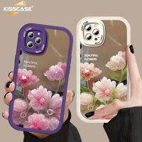 KISSCASE เคสกระจกลายดอกไม้สำหรับ IPhone 14 13 12 11 Pro Max 14 Plus X XR กระจกหรูหรา INS สไตล์ INS ป้องกันลายนิ้วมือสำหรับ IPhone 14 Pro MAX