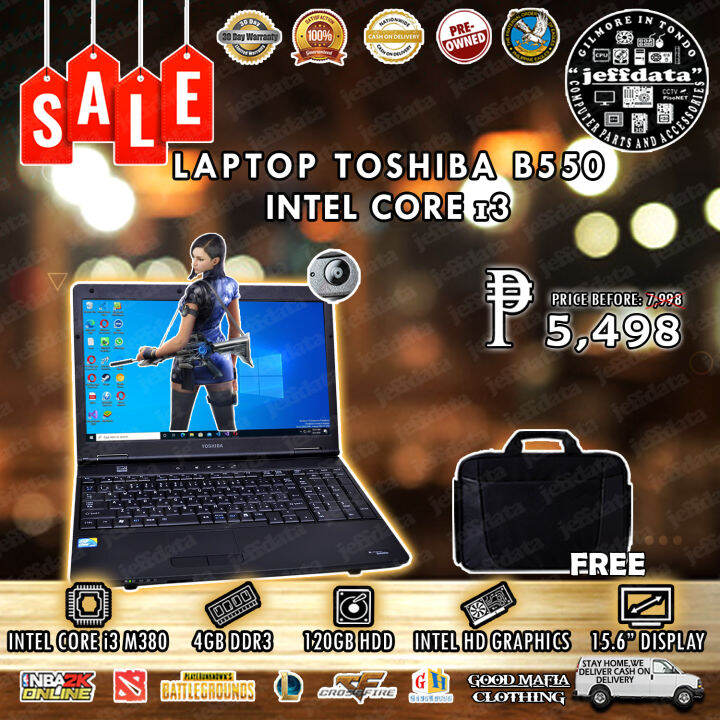 Laptop Toshiba Intel i3 1st Gen 4gb ddr3 120gb Hdd intel hd graphics