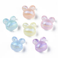 20pc  Transparent Acrylic Beads Glitter Powder Rabbit Mixed Color 16x15.5x12mm Hole: 3mm