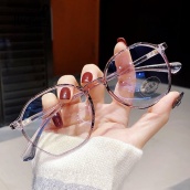 We Flower Chic Purple Transparent Frame Clear Lens Glasses for Women Girls Fashion Blue Light Blocking Eyewear
