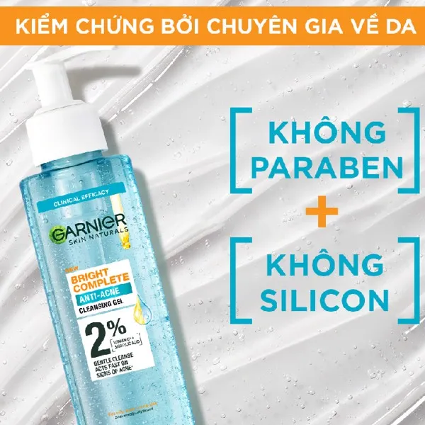 Gel Rửa Mặt Sạch Thoáng Dịu Nhẹ Cho Da Dầu Mụn Garnier Bright Complete Anti-Acne  Cleansing Gel 120ml | Lazada.vn