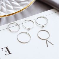 5pcsset Korean Wave Thread with Diamond Ring Index Finger Joint Ring for Women Simple Fashion Jewelry