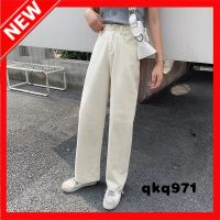 qkq971 Available In Sizes S-XL, High Waisted Jeans, Korean Style Vintage Style, Wide Feet, Beautiful Long Leg Jeans กางเกงผู้หญิง เสื้อผ้าผู้ญิง