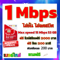 ✅โปรเทพ 1 mbps ไม่อั้นไม่ลดสปีด Max speed 15 Mbps มีโทรฟรีทุกเครือข่ายโบนัส2000+200นาที แถมฟรีเข็มจิ้มซิม✅