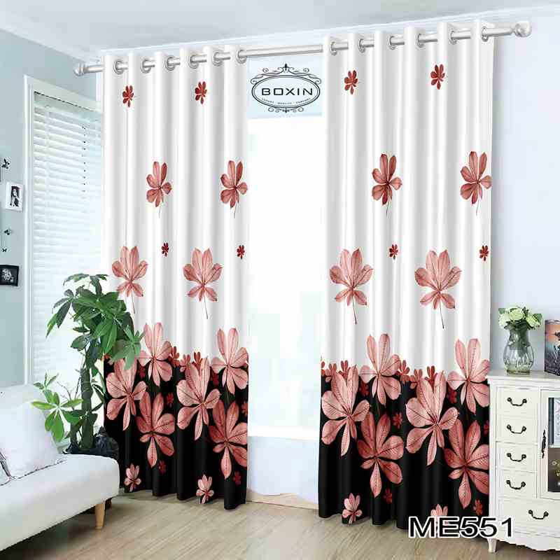 1 Pcs/pack 120 * 200cm Modern Colorful Pattern Hook/Ring Type Semi Blackout Shading Curtain Langsir F Bedroom/living