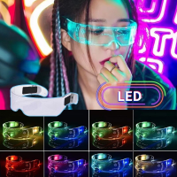 【Meet_tu】แว่นตาเรืองแสง LED แว่นตาปาร์ตี้ 7 สี แว่นตาไฟกระพริบ แว่นตามีไฟ แว่นตาตาราง