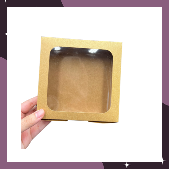 กล่องใส่ขนม-กล่องกระดาษคราฟท์-กล่องเค้ก-กล่องติดพลาสติก-กล่องของชำร่วย-กล่องผ้าขนหนู-กล่องขนมเค้ก-16x16x5cm