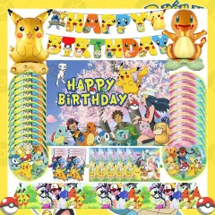 Pokemon Birthday Party Decoration Cartoon Pikachu Tableware Paper Napkin  Plate Tablecloth for Kid Party Supplies Baby Shower