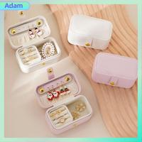 ADAM หนังพียู กล่องเครื่องประดับอัญมณี เคสฝาพับ มินิมินิ เคสสำหรับเก็บของ ของใหม่ แบบพกพาได้ กล่องแสดงสินค้า การเดินทางการเดินทาง