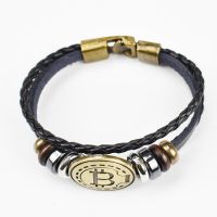 【HOT SALE】 สร้อยข้อมือทำด้วยมือของขวัญโบราณบิตทองเหลือง Cryptocurrency กำไลเหรียญเหรียญ2019 Bitcoin