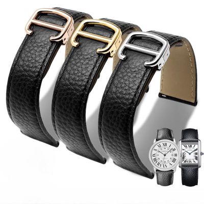 ✇ สายนาฬิกาหนังแท้สำหรับ Cartier Tank London Solo Series Watchband Men Women 20mm