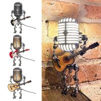 Model USB Wrought iron Retro Desk lamp Decorations Robot Microphone for playing guitar