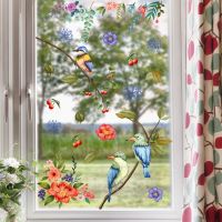 30*60cm Branch Bird Flower Wall Sticker Window Sticker Living Room Bedroom Restaurant  Decorative Self-adhesive Wall Sticker Wall Stickers  Decals