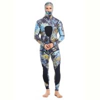 Wetsuits เว็ตสูทให้ความอบอุ่นผู้ชายมีฮู้ดนีโอพรีนขนาด1.5/3มม. ชุดเล่นกระดานโต้คลื่นปลาล่าสัตว์ดำน้ำดูปะการังสำหรับล่าสัตว์