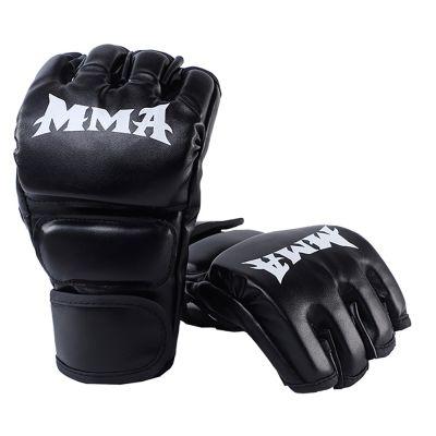 1Pair Thick Boxing Gloves MMA Gloves Half Finger Punching Bag Kickboxing Muay Thai Mitts Professional Boxing Training Equipment