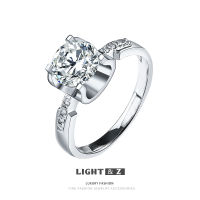 LIGHT &amp; Z 18K แพลตตินัมเสียเพชรธรรมชาติแหวนเพชรจริงเลียนแบบเพชรโมอิส Cincin Kawin Platinum เครื่องประดับข้อมือแหวนคู่