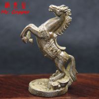 Antique Copper Collection Lucky Coin Horse Small Statue Desktop Feng Shui Ornament Zodiac Animal Home Figurine Decoration Crafts