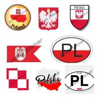 Fashion Poland Map Stickers Poland Flag Coat of Arms Poland Flag Eagle Car Body Sticker Car Window Decal Car Accessories Sticker