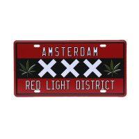 Netherlands Amsterdam Red Line District Car License Metal Plate Vintage Plaque Wall Art Sticker Pub Cafe Home Decor 30x15cm A971