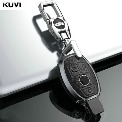 เคส Kunci Remote Mobil หนังอัลลอยด์มีสายสำหรับเมอร์เซเดสเบนซ์ Cla Glc Glla Glk W210 W211 W204 W176 A BC R ชั้น Amg