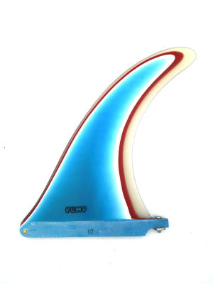 Pump 4 Layer Resin Longboard Surfboard Fin 10 inch-Blue-White-Red-Clear