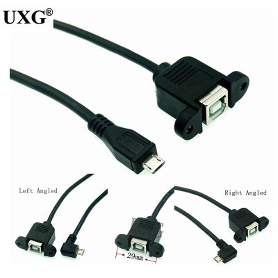 USB 2.0 B female socket scanner printer panel mounted to USB Micro B 5-pin 90 degree male cable best quality 30cm 50cm 100cm