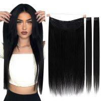 【NEW】Ugeat Wire Human Hair Extensions Natural Black Real Hair 18 Inch and 11 Inch Elastic Wire and 2 Pieces Clips Bundle Wig  Hair Extensions  Pads