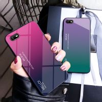 เคสสำหรับ OPPO A1K ไล่ระดับสีกระจกเทมเปอร์ขอบ TPU เคสสำหรับ OPPO OPPO ฝาแข็งนิ่มปลอกกันกระแทก A1K