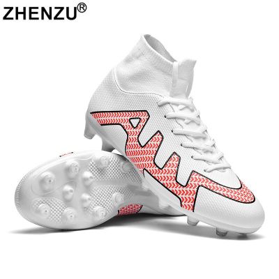 ZHENZU รองเท้าผ้าใบหุ้มข้อ34-47,รองเท้าฟุตบอลรองเท้าฟุตบอลรองเท้าฟุตบอลมีปุ่มน้ำหนักเบามากสำหรับเด็กผู้ชายสินค้าขายดีรองเท้าฟุตบอล
