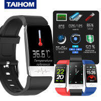 TAIHOM T1S สายนาฬิกาอัจฉริยะพร้อมเครื่องวัดอุณหภูมิ ECG Heart Rate เครื่องวัดความดันโลหิตพยากรณ์อากาศการดื่มเตือน Smartwatch