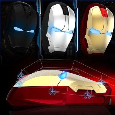 ✾ Iron Man เมาส์ไร้สาย 2.4G Wireless Mouse 2400 DPI Silent ปิดการเล่นเกมไร้สายพร้อมตัวรับสัญญาณ USB สำหรับแล็ปท็อปพีซี