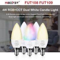 E14ไฟ LED คู่สีขาวอาร์จีบี + ซีซี FUT108 4W หลอดไฟโคมไฟสปอตไลท์สนับสนุนแอป RF ควบคุมด้วยเสียงแบบอัจฉริยะหรี่แสงได้