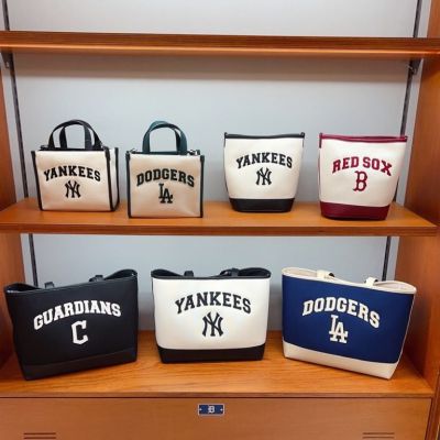 MLBˉ Official NY Korean ML tote bag fashion casual all-match college style simple big bag new single shoulder Messenger bucket bag