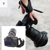 หนัง PU สีดำกันลื่นอุปกรณ์เสริมกล้อง P9YN2สำหรับกล้อง DSLR มือจับสายรัดข้อมือสายคล้องมือกล้องถ่ายรูป