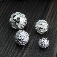 100% 925 Sterling Silver Spacer Beads 8mm 10mm 12mm 14mm Buddha Mantra Craft Charm Beads DIY Jewelry Making Bracelets Findings