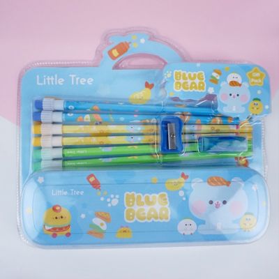 HappyLife ชุดเครื่องเขียนเด็กพร้อมกล่องดินสอ ดินสอไม้พร้อมกล่อง เครื่องเขียนเด็กเล็ก