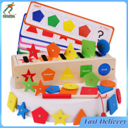 Lzbrenda hàng có sẵn hình khối hộp phân loại cảm giác khối đồ chơi bằng gỗ