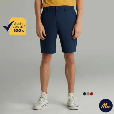 Mc Jeans กางเกงขาสั้น ผ้าชิโน สีกรมท่า ผ้าคอตตอน ไม่ระคายเคืองผิว MCJZ070