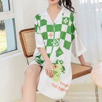 Spring summer hot style female summer pajamas nightgown emulation silk leisurewear sleeves can be worn outside of wholesale