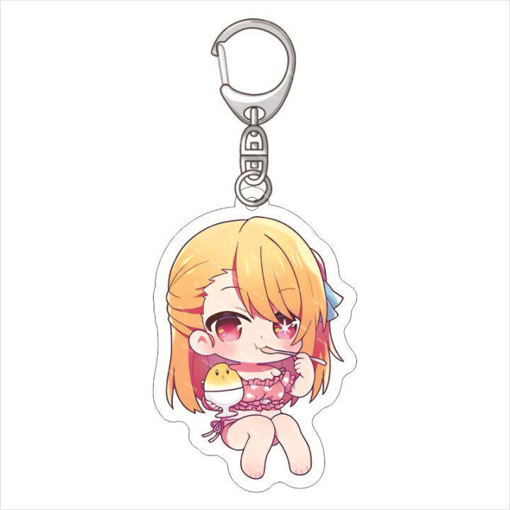 oshi-no-ko-keychain-anime-keyring-acrylic-cute-bag-pendant-swimsuits-hoshino-ruby-aquamarine-arima-kana-gift