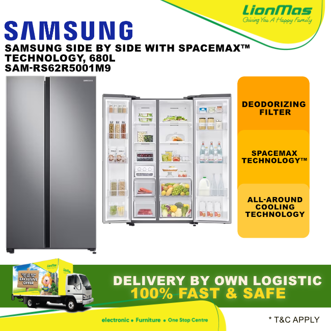 SAMSUNG SIDE BY SIDE WITH SPACEMAX TECHNOLOGY, 680L , SAMRS62R5001M9