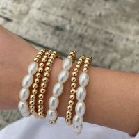 【HOT】๑✟ 6Pcs/Set Punk Imitation-Pearl Chain for Statement CCB Beads Bangles Couple Hand Jewelry