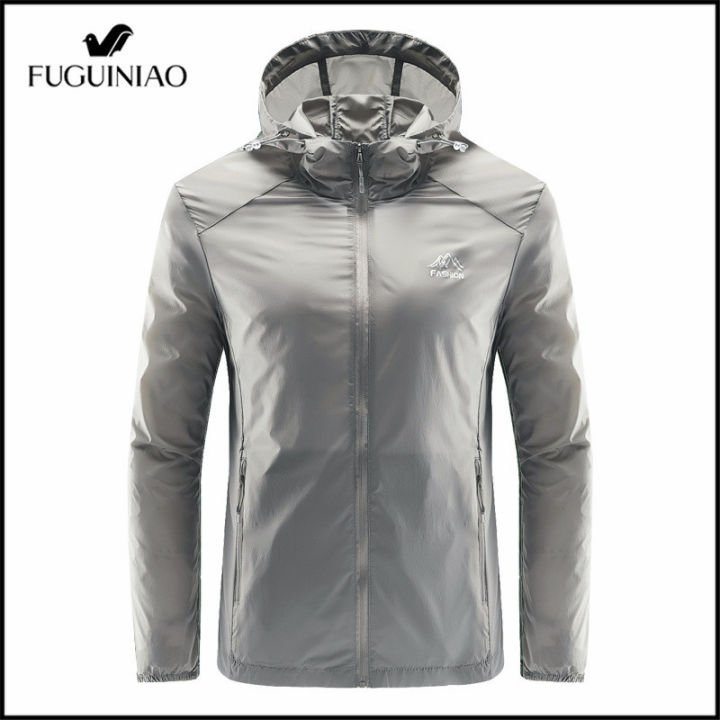fuguiniao-แจ็คเก็ตคลุมด้วยผ้าแจ็คเก็ตที่มีน้ำหนักเบา-windproof-ครีมกันแดดแนวโน้มแจ็คเก็ตอัลตร้าบางระบายอากาศแขนยาวแจ็คเก็ตแบบสบายๆ