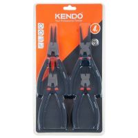 KENDO 11510 ชุดคีมหนีบแหวน-คีมถ่างแหวน ปากงอ-ปากตรง 4 ตัวชุด 180mm/7" | AXE OFFICIAL