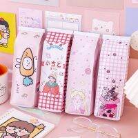 ♘♈◑ cartoon milk box pencil bag fresh plaid girl large capacity waterproof storage student case